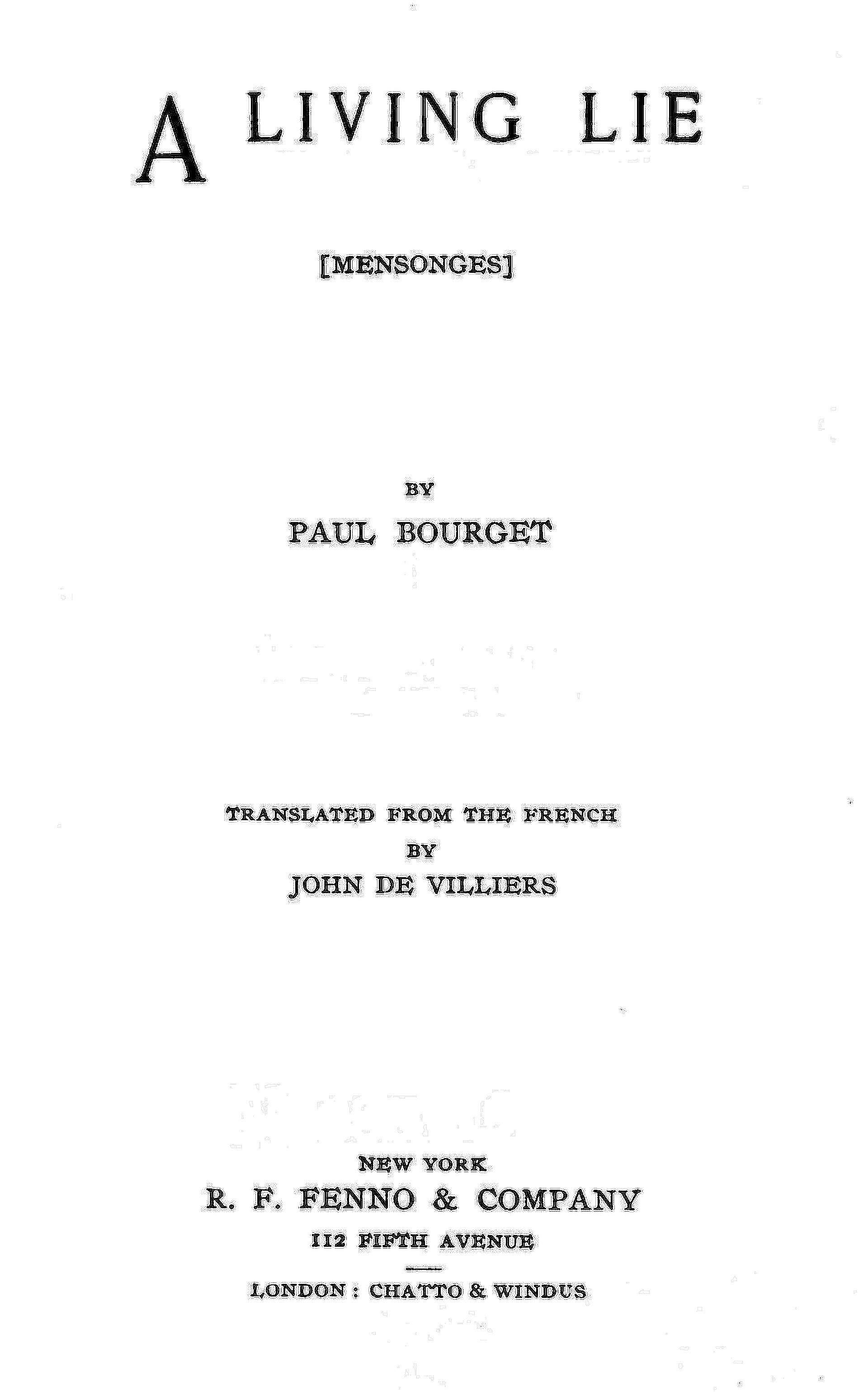 The Project Gutenberg eBook of A Living Lie, by Paul Bourget. picture