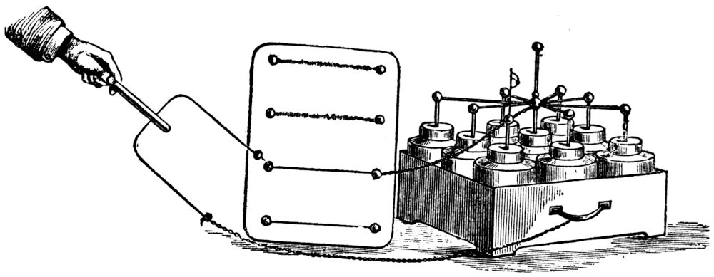 DISCHARGE OF LEYDEN JAR BATTERY THROUGH THIN WIRES.