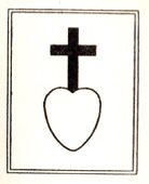 Line drawing of a heart shape surmounted by a cross