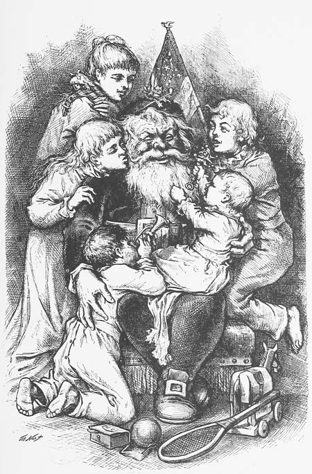 Santa Claus and his young friends