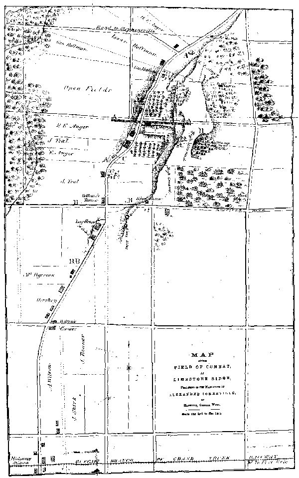 Map of the field of combat at Limestone Ridge