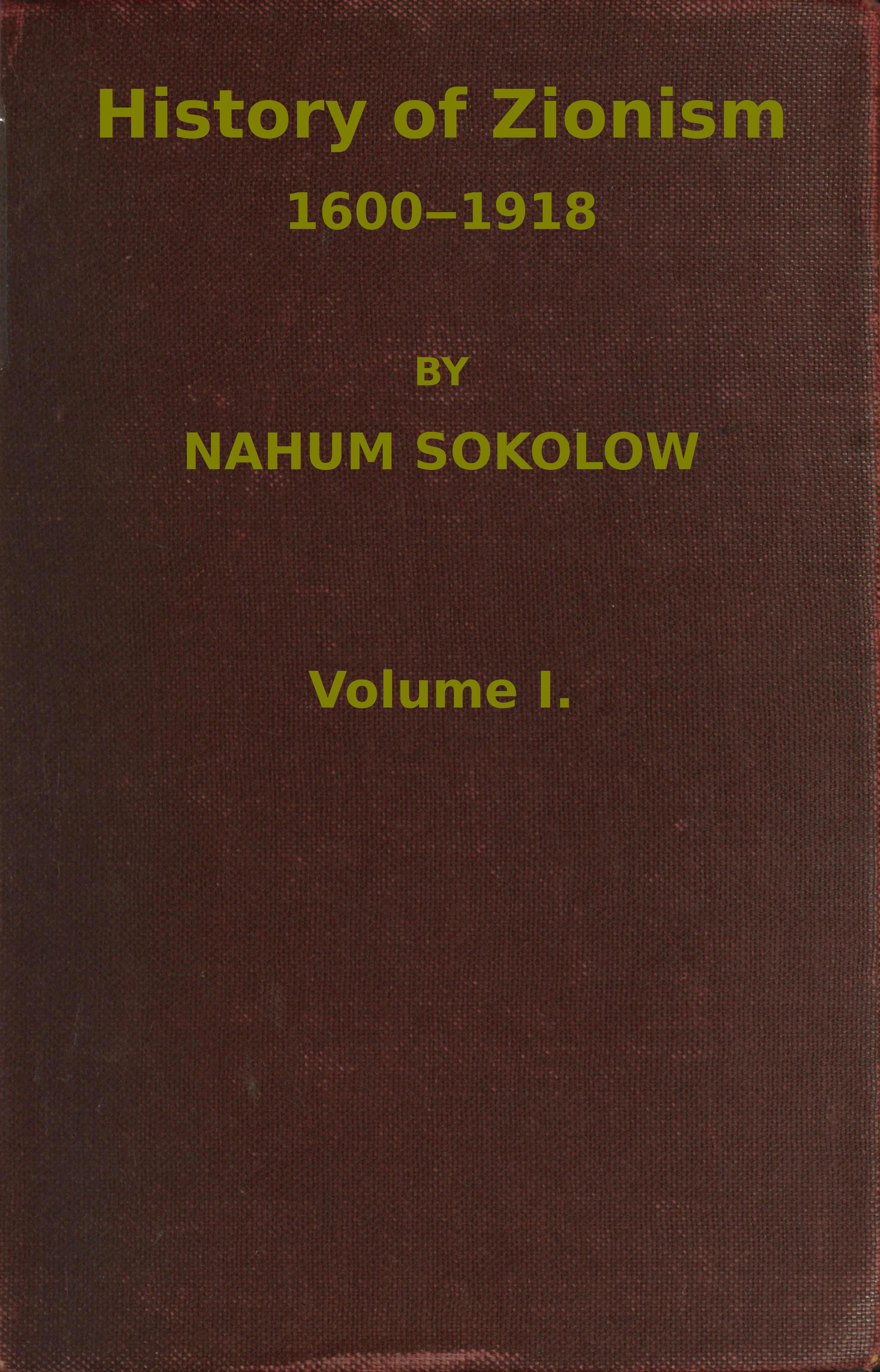 History of Zionism, by Nahum Sokolow | A Project Gutenberg eBook