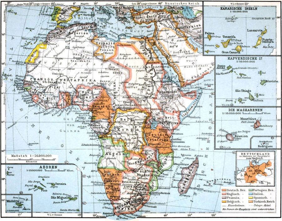 Karte von Afrika und den
  umgenbenden Inseln
