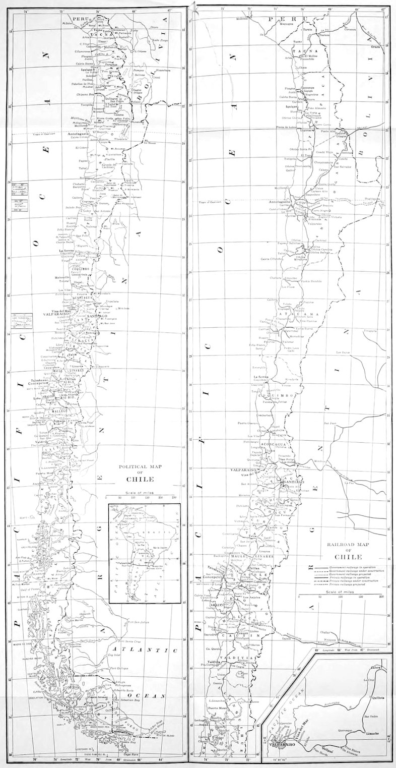 POLITICAL MAP OF CHILE RAILROAD MAP OF CHILE