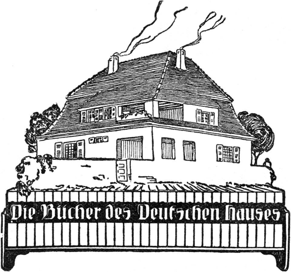 Eine Reihe Bücher vor einem
  Haus