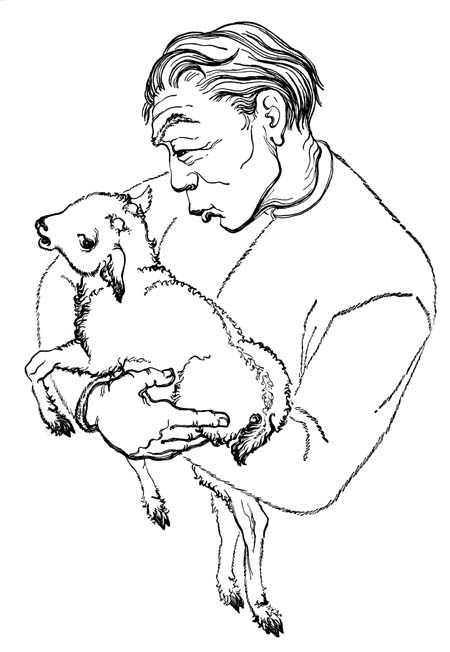 The lamb rested while Turgen explored
for possible injuries