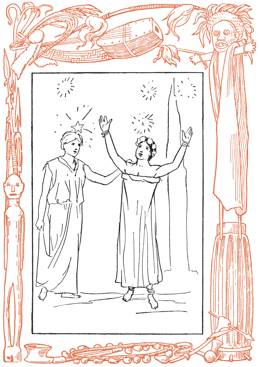 Lighted by fire-flies and glow-worms