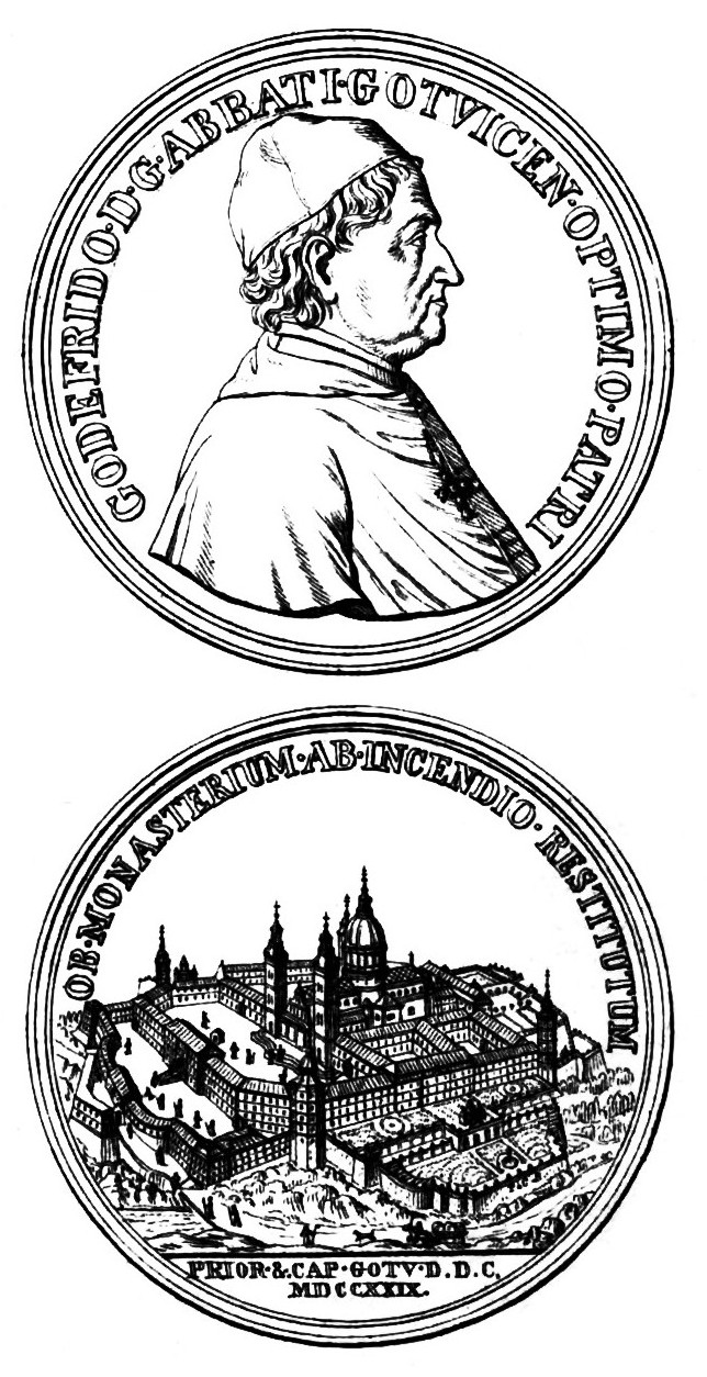 Siegel zu Ehren von Abt Gottfried von Göttweig und ein
  Gedenksiegel aus dem Jahr 1729 nach den Wiederaufbau des Klosters
  Göttweig.