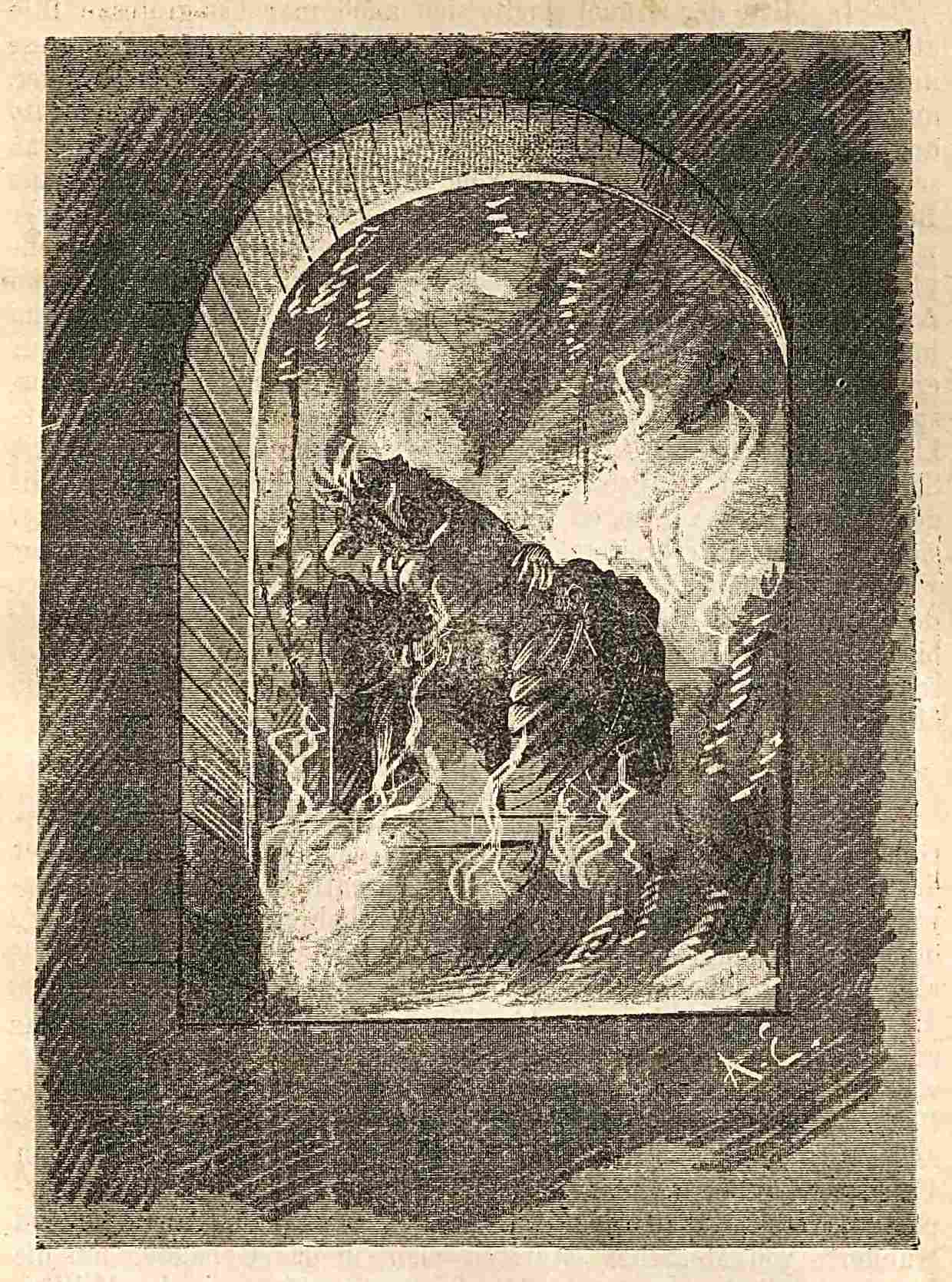 Im Tode vereint. (Brennende Leichen.)