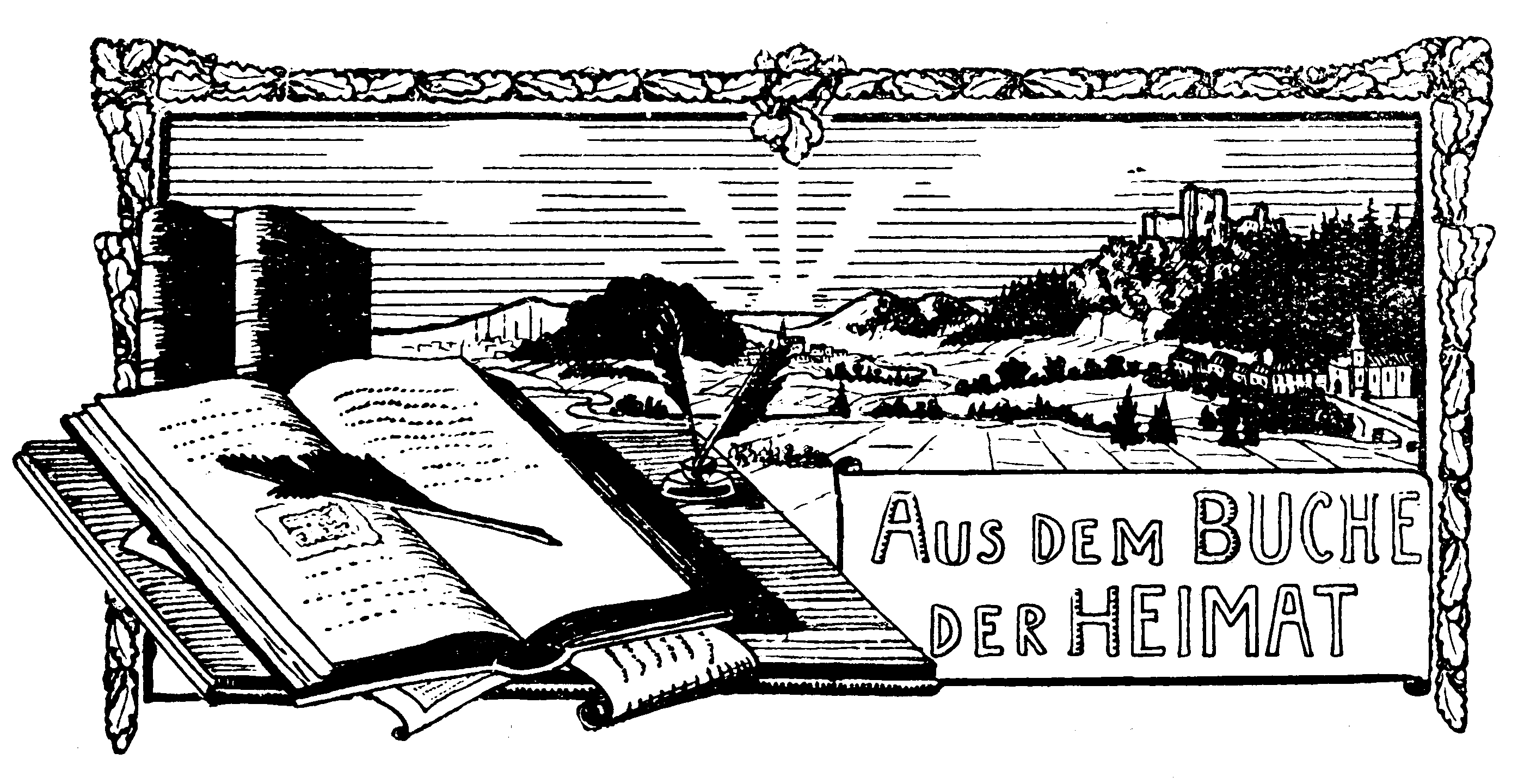 Zeichnung der Landschaft im
                Norden Luxemburgs mit einem aufgeschlagenen Buch