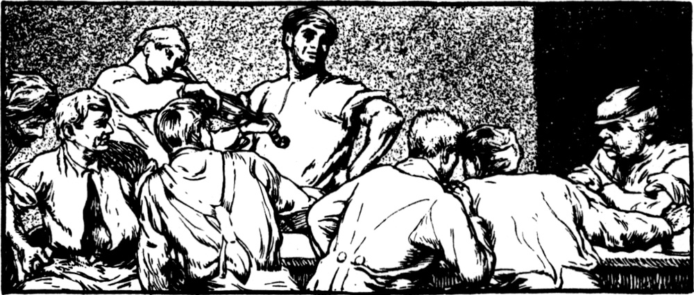 Die lustigen Burschen zu
  Gast beim Müller