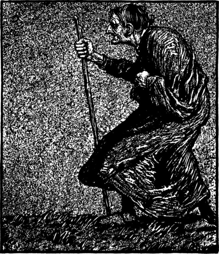 Die kohlschwarze Stina nachts
  unterwegs