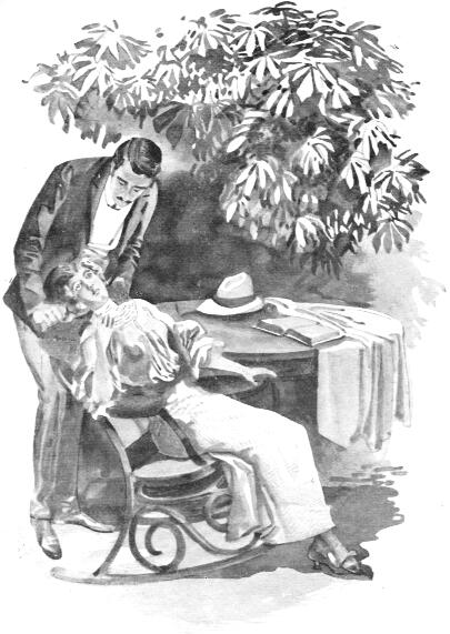 A leány a hintaszékben ült, míg barátja mögötte állott és lassan