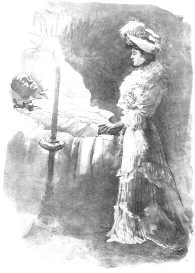 A bárónő világos ruhát viselt; gyors léptekkel