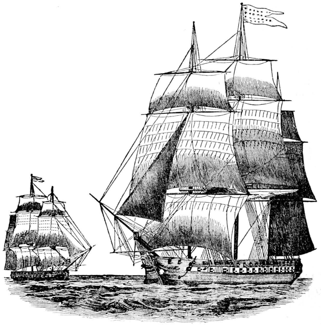 Ship sailing before the wind