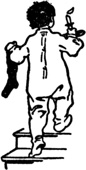 Child with candle climing stairs