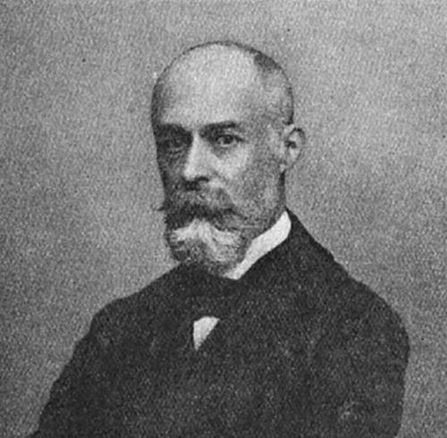 A photograph
of a bald man with a prominent moustache and goatee in late
19th-century dress — consistent with portraits of Henri Becquerel,
discoverer of radioactivity in 1896.