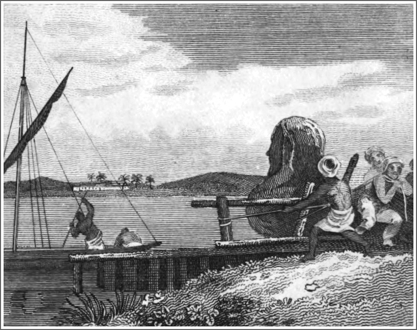 The bust descending the causeway