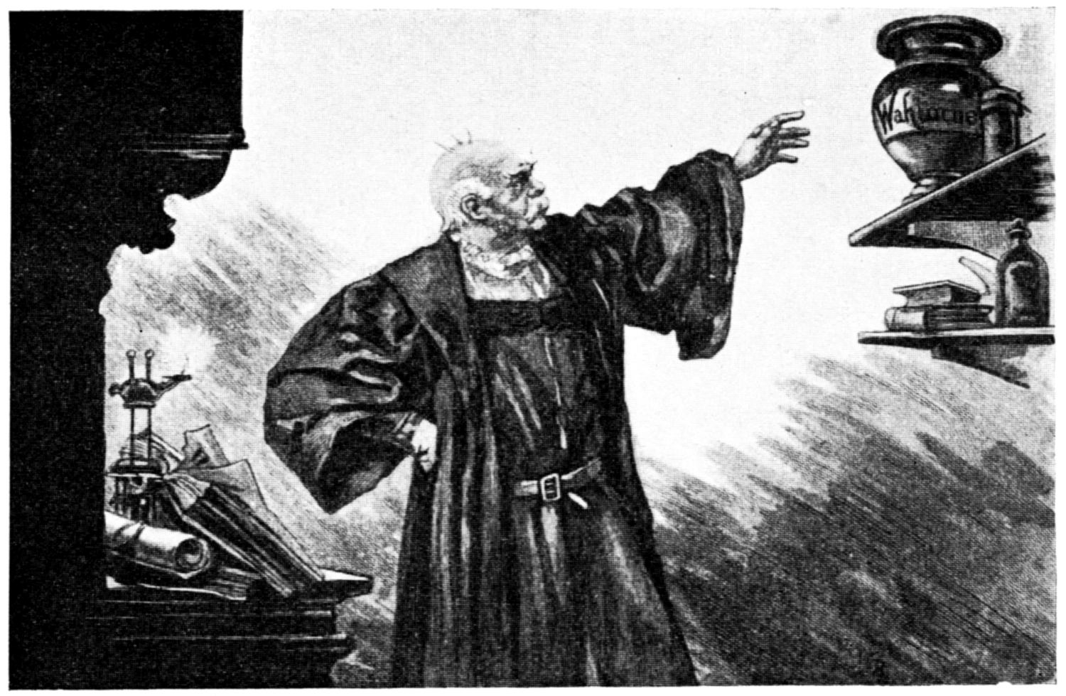 Faust: »Ich grüße dich, du einzige Phiole,<br>
Die ich mit Andacht nun herunterhole!