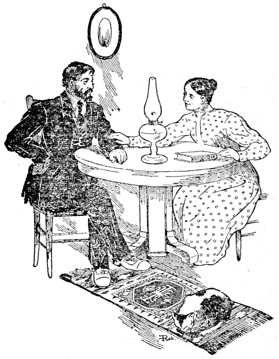 Mr. and Mrs. Wheaton sitting around the table
