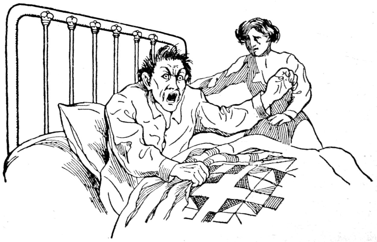 Man in bed with delirium tremens