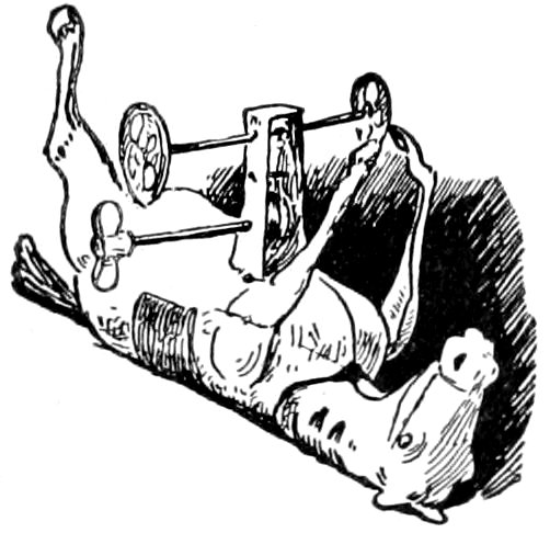 Toy horse lying on its back with wheels attached.